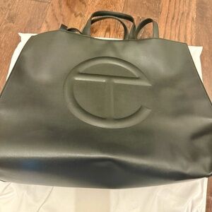 Telfar Black Embossed Logo Tote